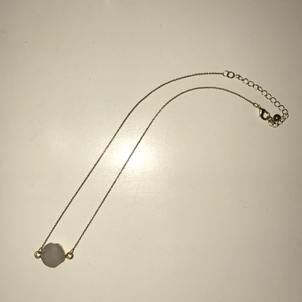 Grey geode necklace with gold chain